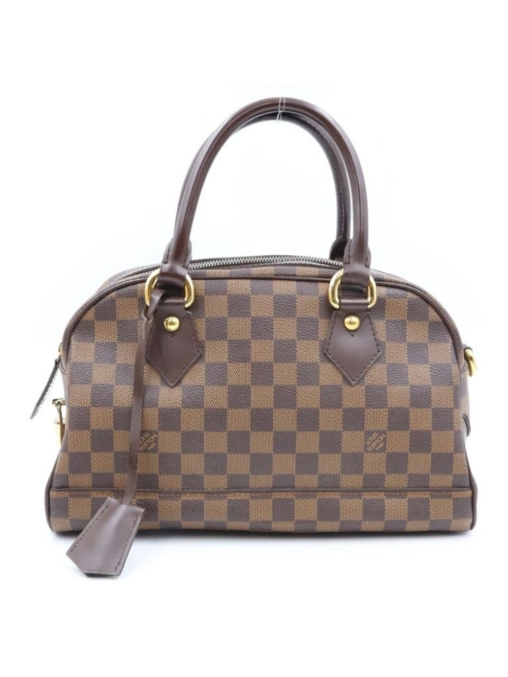 Louis Vuitton Damier Duomo Boston Bag Brown Leather Gold